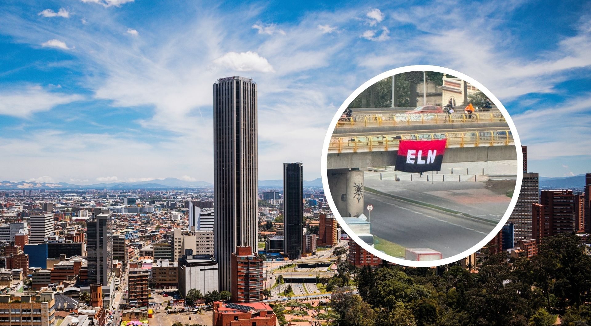 En Bogotá se vio una bandera alusiva al ELN- Foto: ilustración Canva