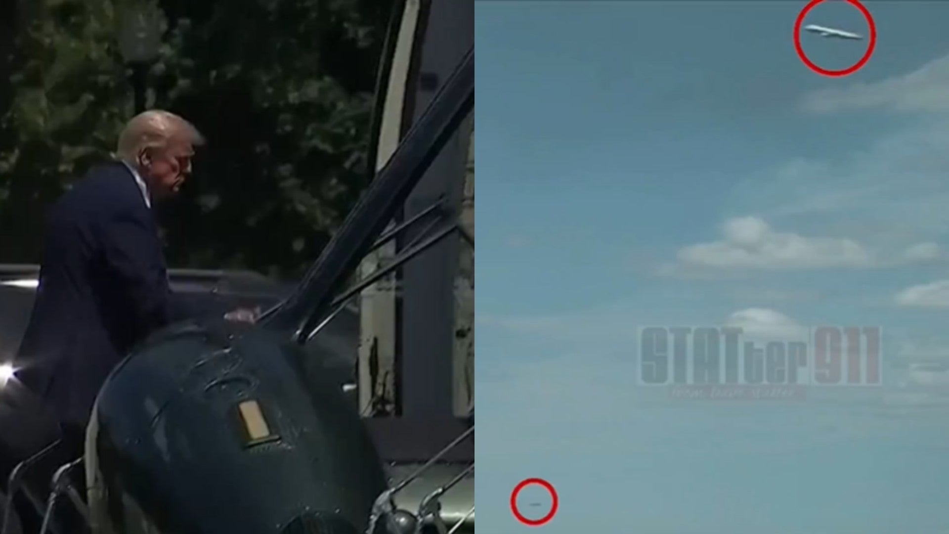 Helicóptero de Trump casi choca un avión / FOTO: Captura de pantalla