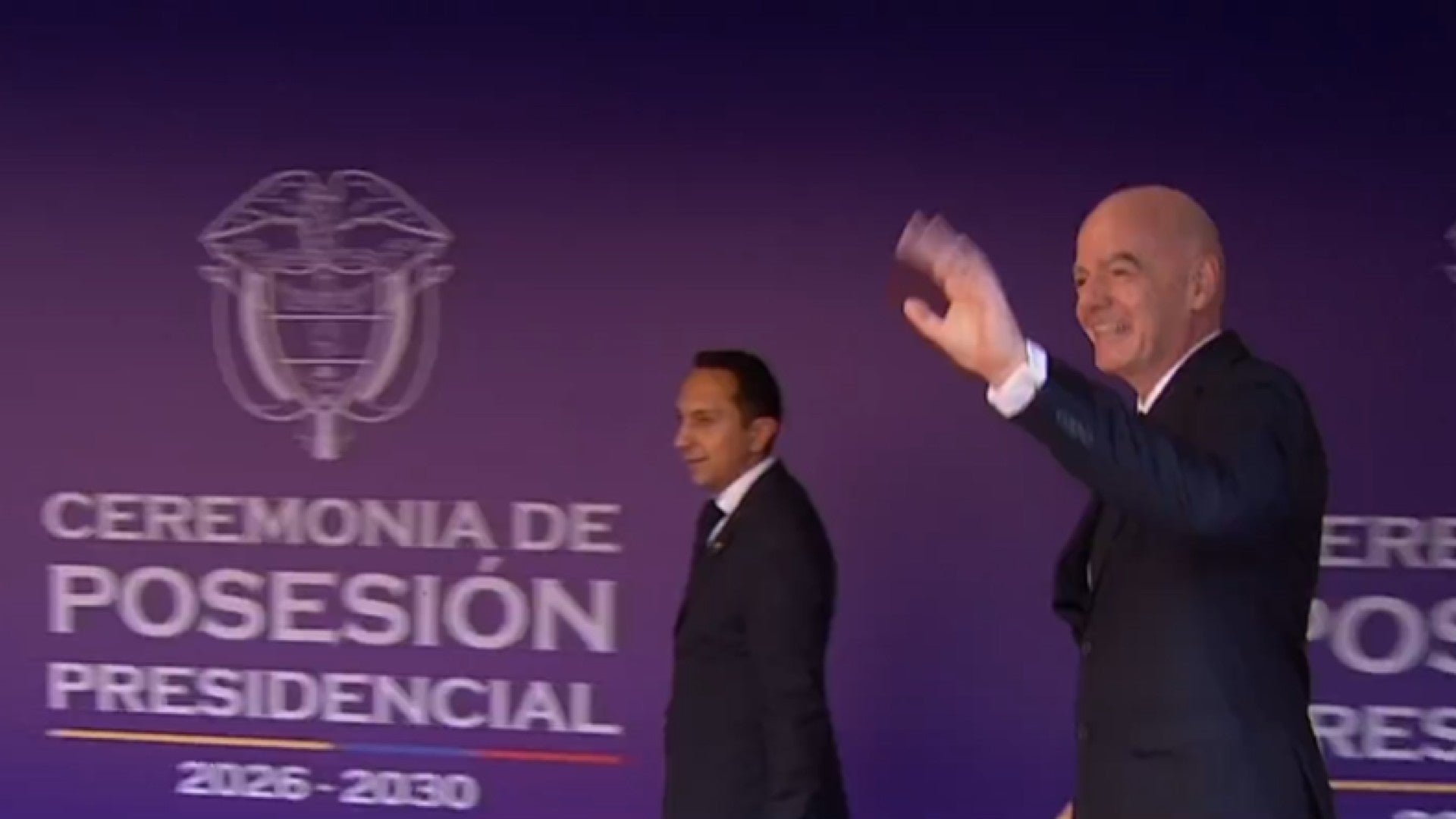 Infantino llega a la posesión presidencial de Abelardo de la Espriella / FOTO: Captura de pantalla