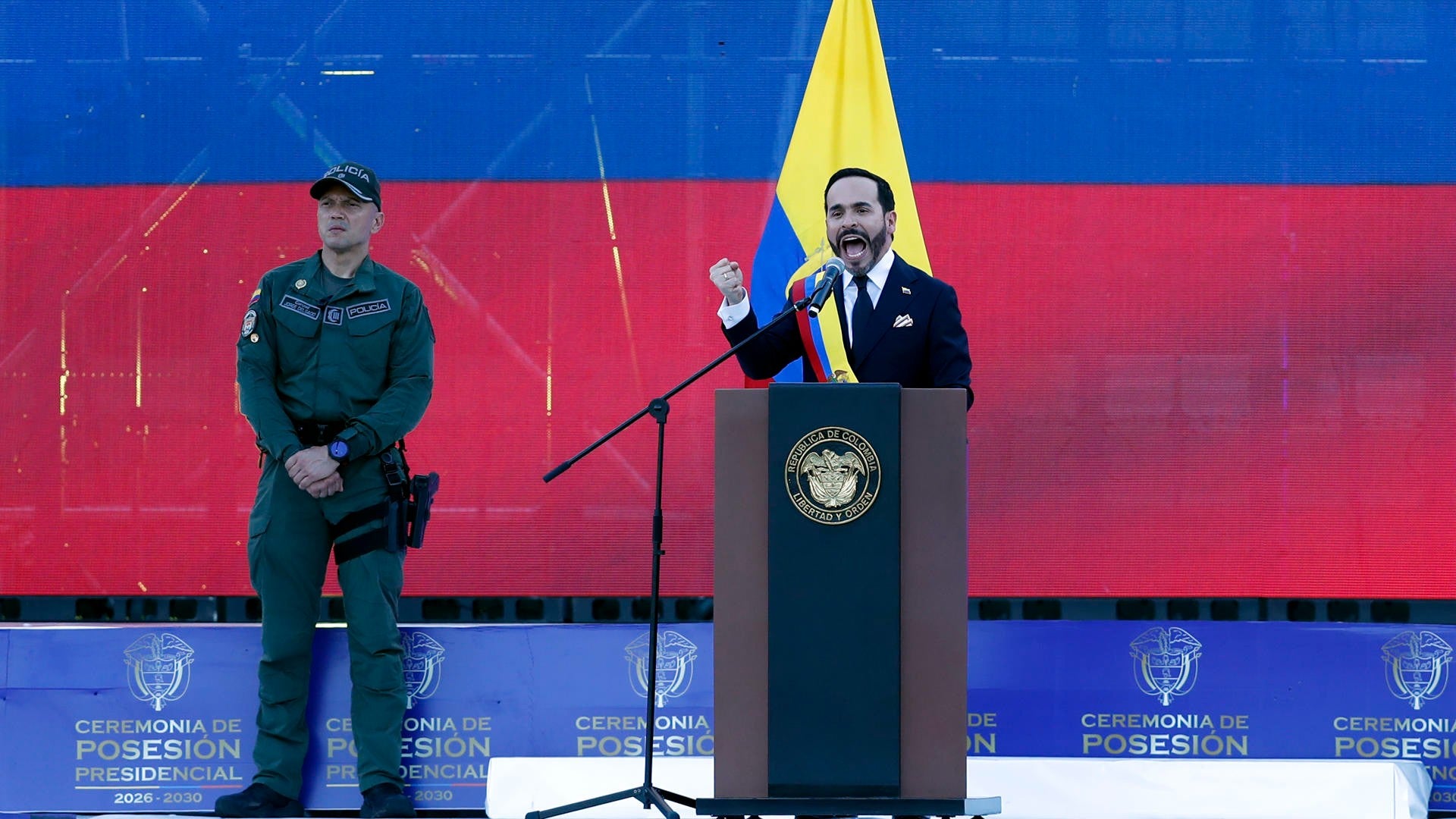 Abelardo De La Espriella, presidente de Colombia, en primer discurso tras su juramentación. (EFE)