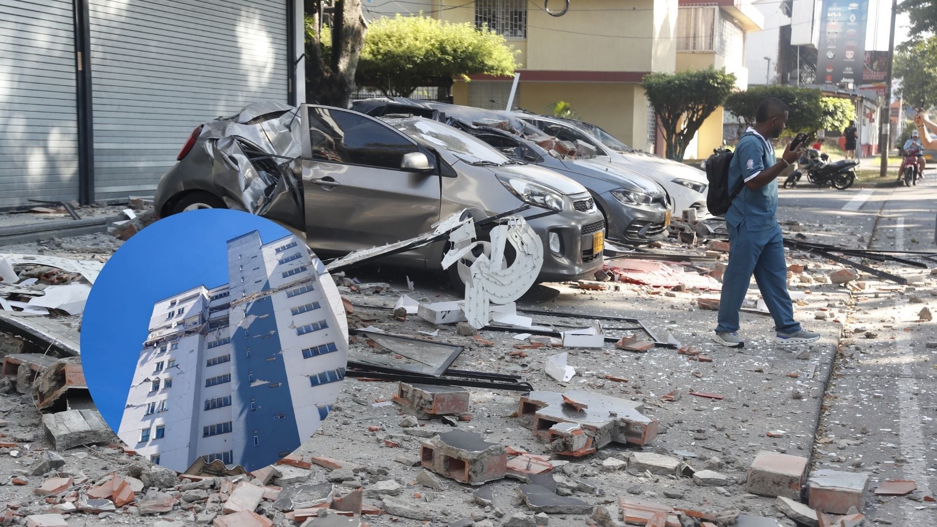 Mujer atrapada en edificio en Pereira tras el terremoto - EFE y redes