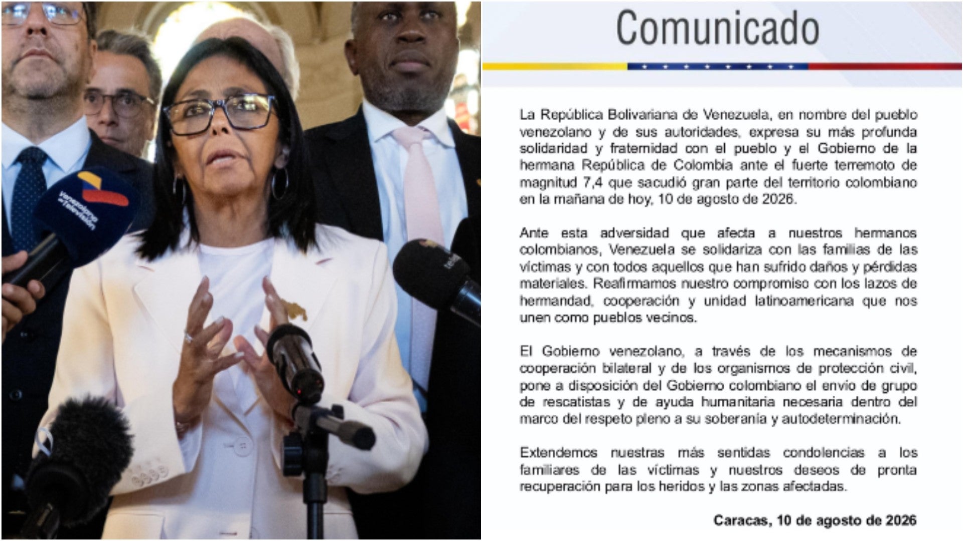 Delcy Rodríguez, jefe encargada del régimen venezolano / Comunicado del régimen venezolano - Fotos: EFE / X