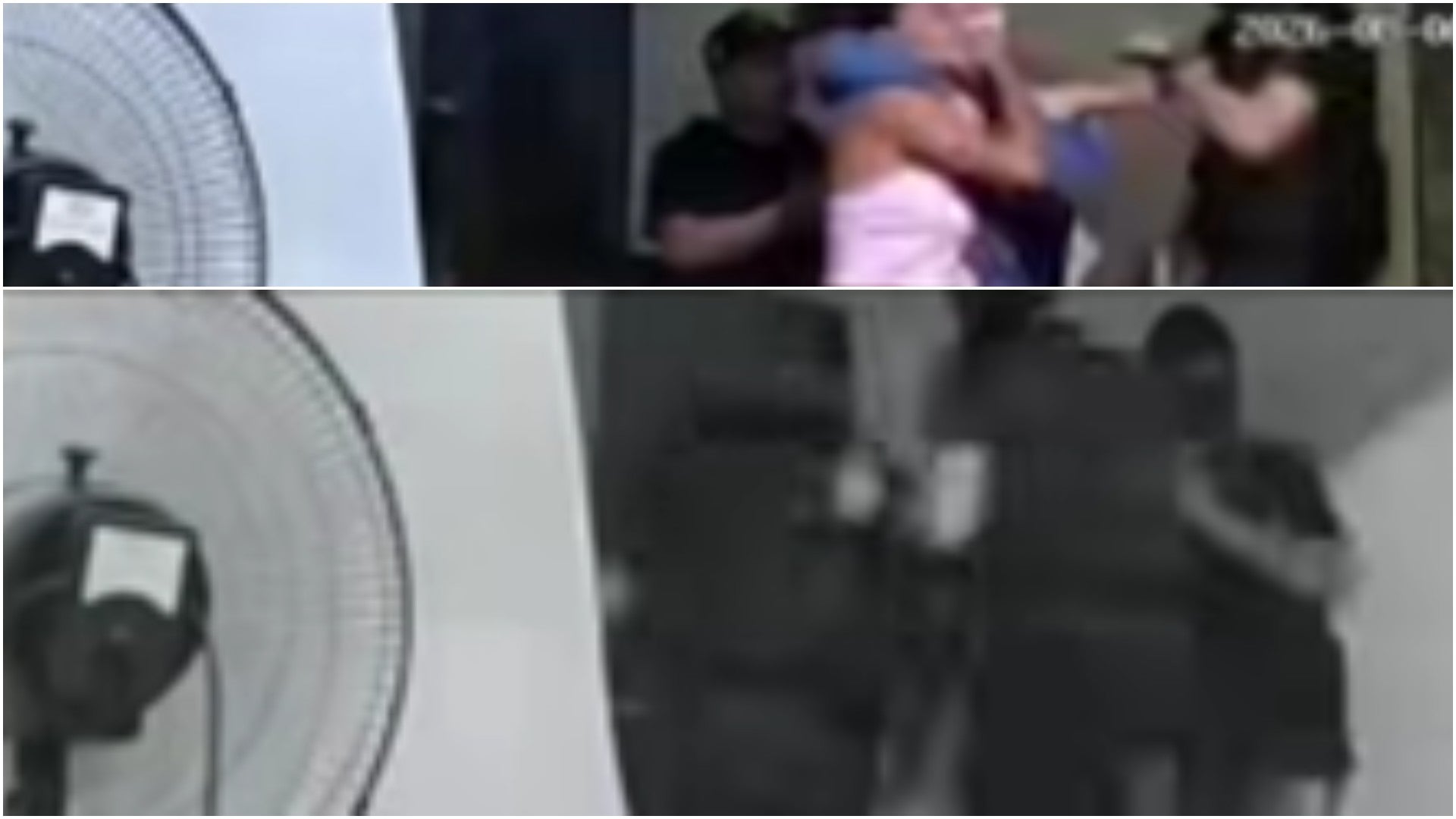 Cámara de seguridad graba a funcionarios del régimen venezolano golpeando a una familia - Capturas de pantalla de un video publicado en Facebook