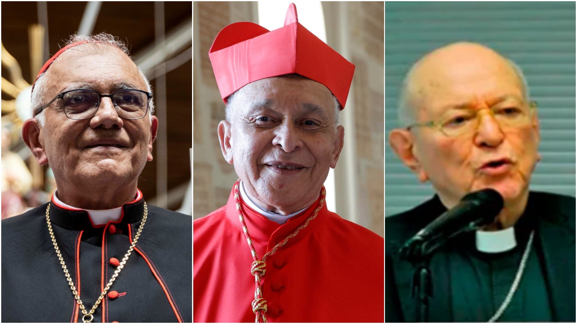 Cardenales venezolanos Baltazar Porras y Diego Padrón / Arzobispo Ramón Ovidio Pérez - Fotos: EFE / X