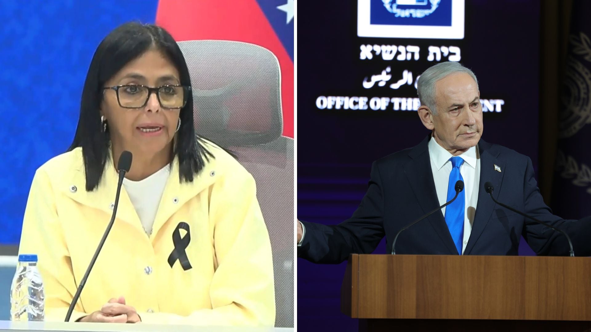 La encargada del régimen, Delcy Rodríguez, y el Primer ministro de Israel, Benjamín Netanyahu-Foto: EFE