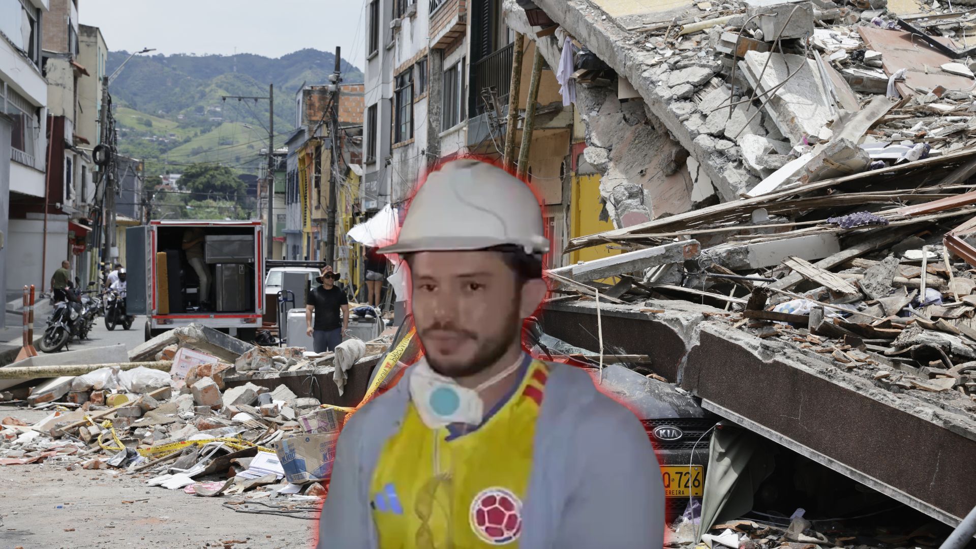 Voluntario en los terremotos de Colombia-Foto: EFE/NTN24