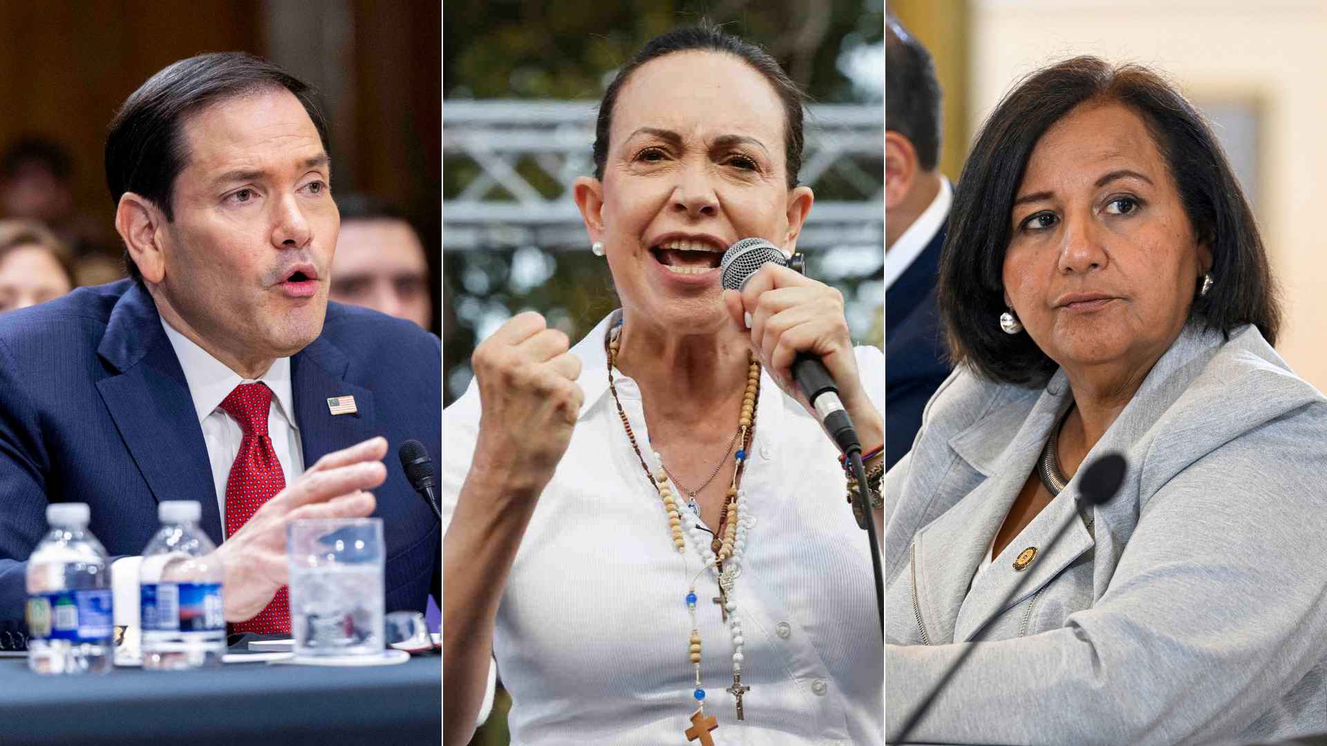 Marco Rubio/ María Corina Machado/ Dinorah Figuera - Fotos AFP