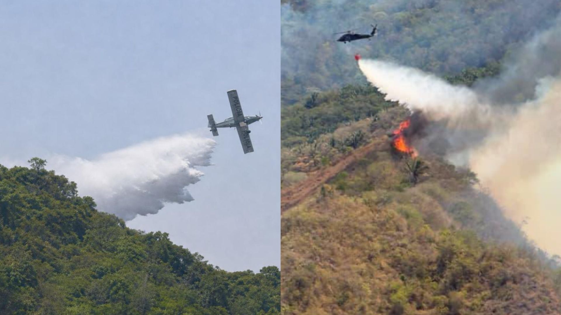 Aeronaves de Colombia extingen incedios- Foto: captura de pantalla de X