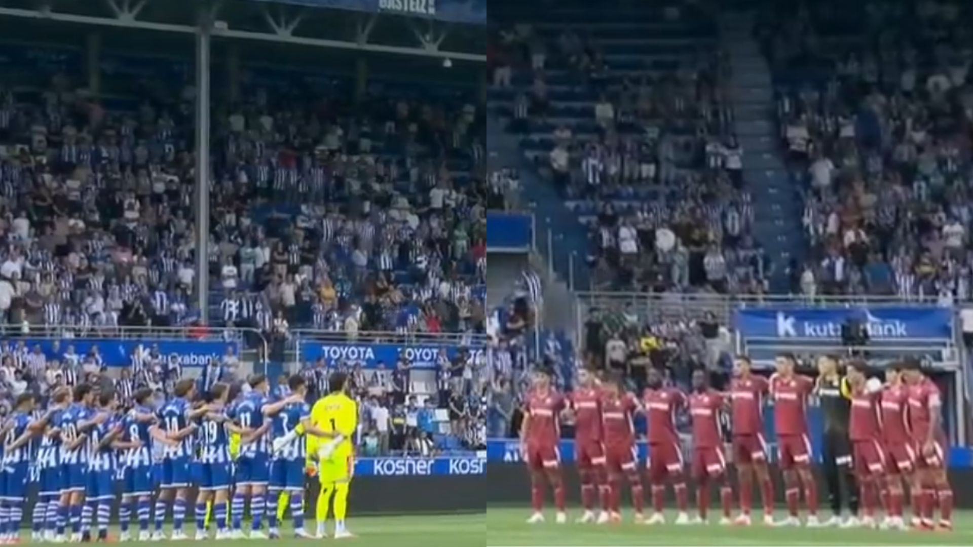 Alavés y Getafe minuto de silencio -Foto captura de pantalla en X