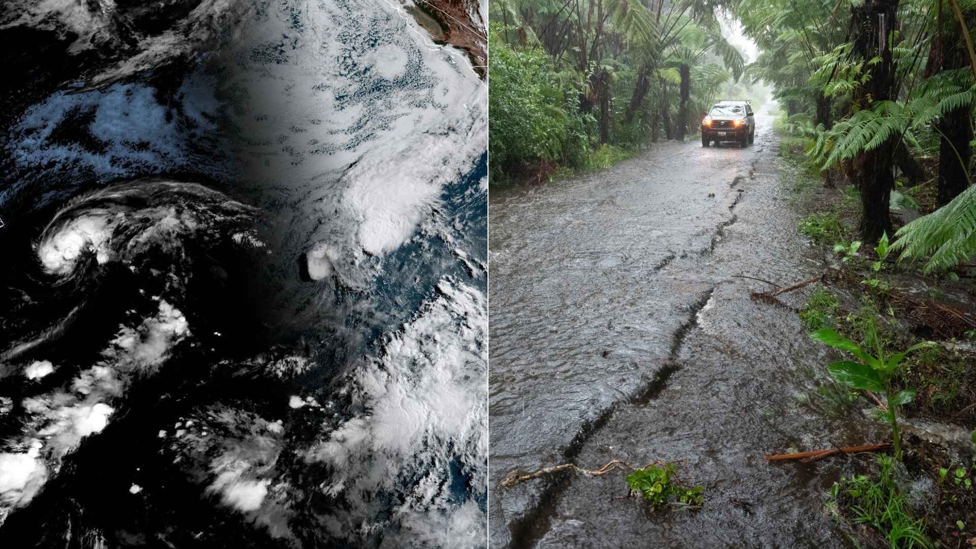 Huracán Lala - Foto NOAA/ Inundaciones en Hawái - Foto AFP