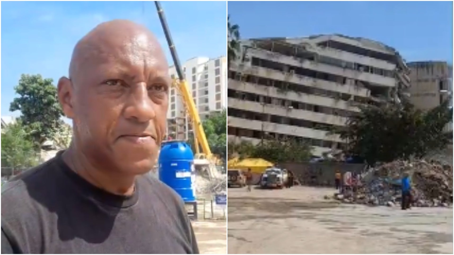 Cristian Rebolledo, comandante de la Unidad de Búsqueda y Extracción UV-26 / Conjunto 'Residencias Caribe', devastado tras los terremotos en La Guaira (Venezuela) - Fotos: X