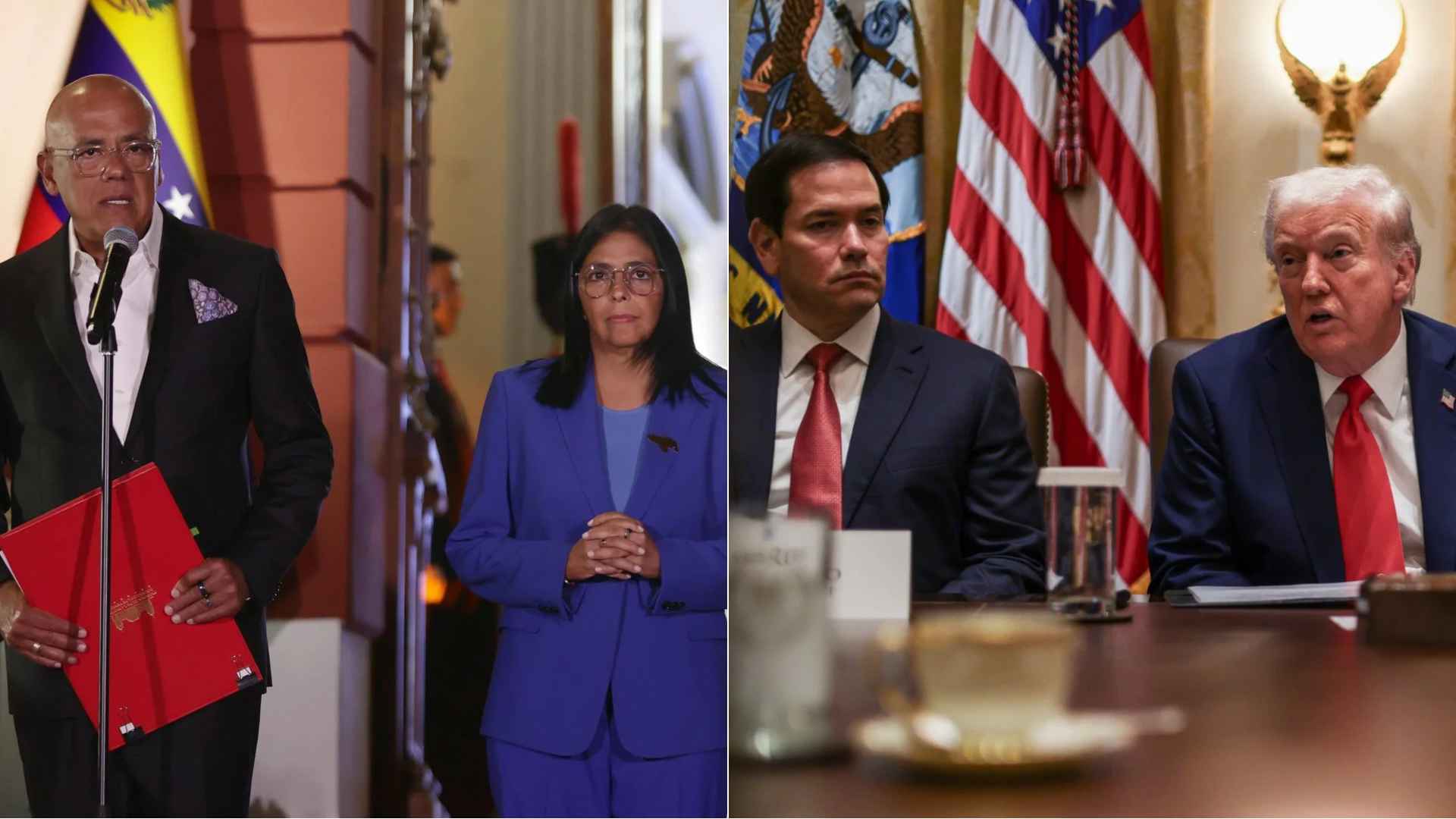 Jorge Rodríguez y Delcy Rodríguez/ Marco Rubio y Donald Trump - Fotos EFE