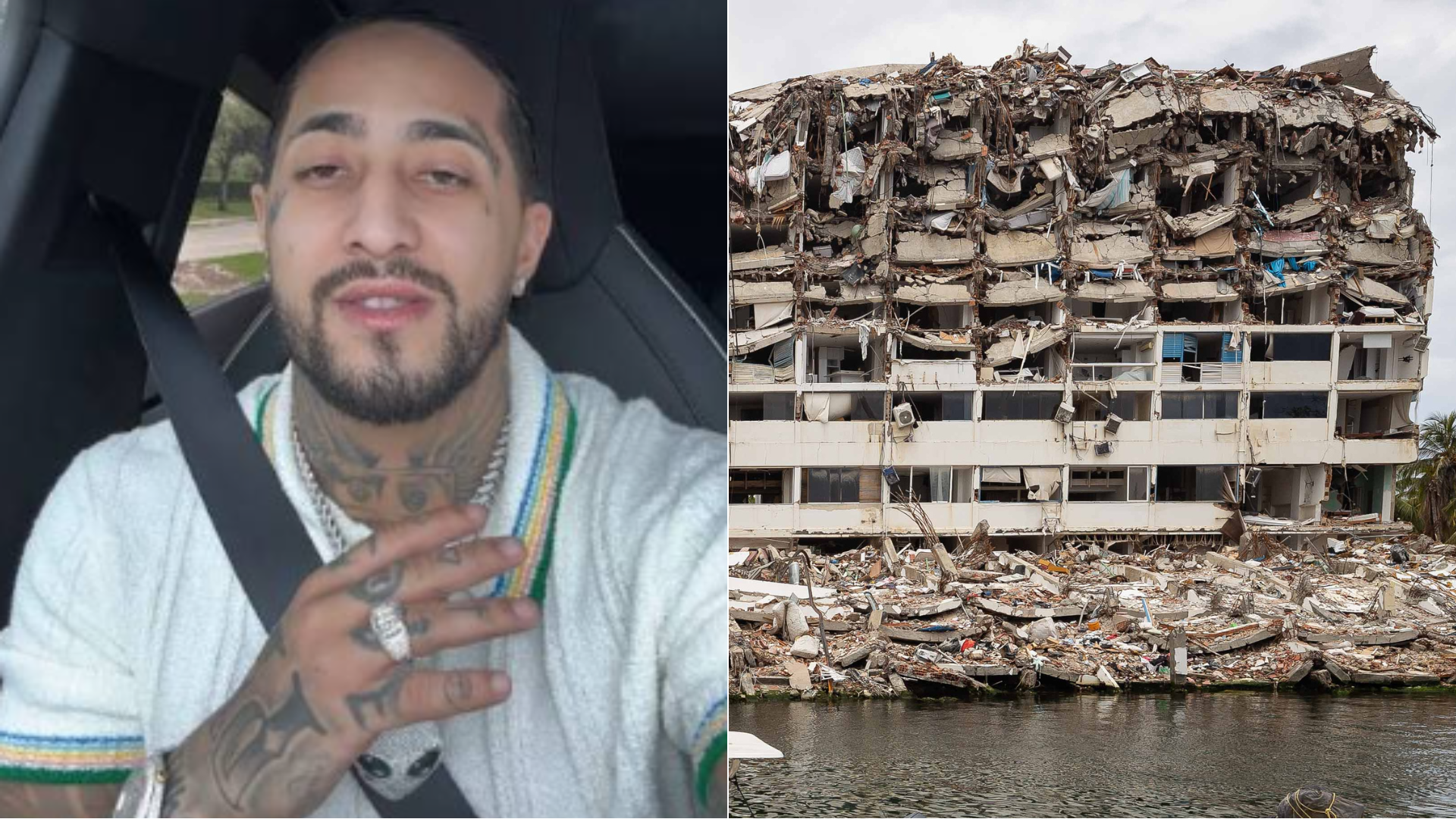 Neutro Shorty, rapero venezolano / Daños provocados en La Guaira por los terremotos en Venezuela - Fotos: X / EFE