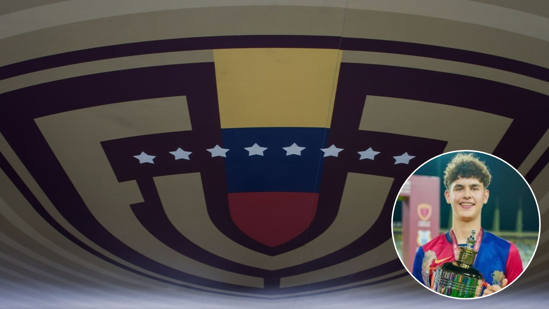 Logo de la Federación Venezolana de Fútbol (FVF) / Futbolista Pau Miguel Mateos - Fotos: EFE / X