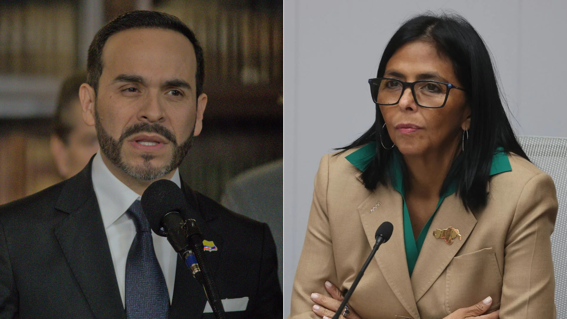 Abelardo de la Espriella y Delcy Rodríguez - Fotos: AFP-EFE