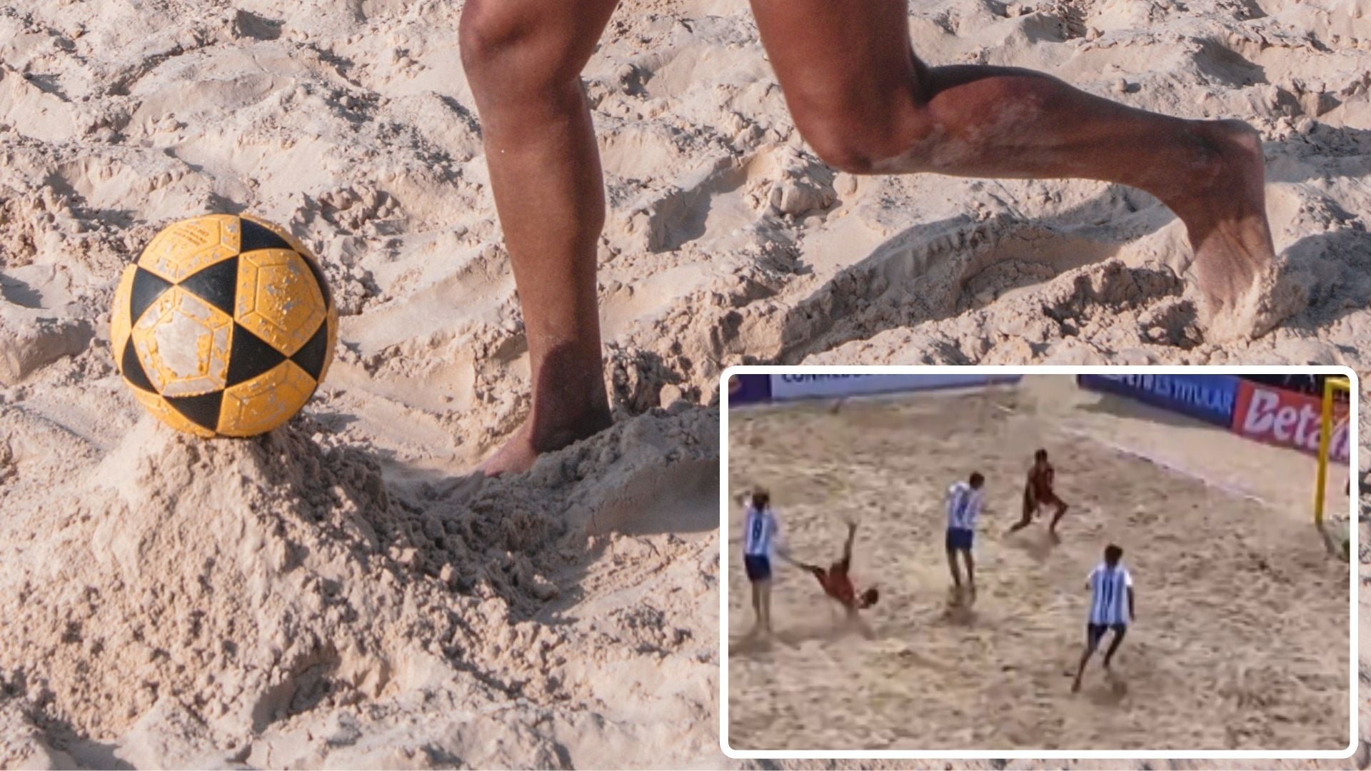 Una persona practicando fútbol playa / Venezuela vs. Argentina en el Sudamericano Sub-20 de Fútbol Playa - Fotos: Pexels / X