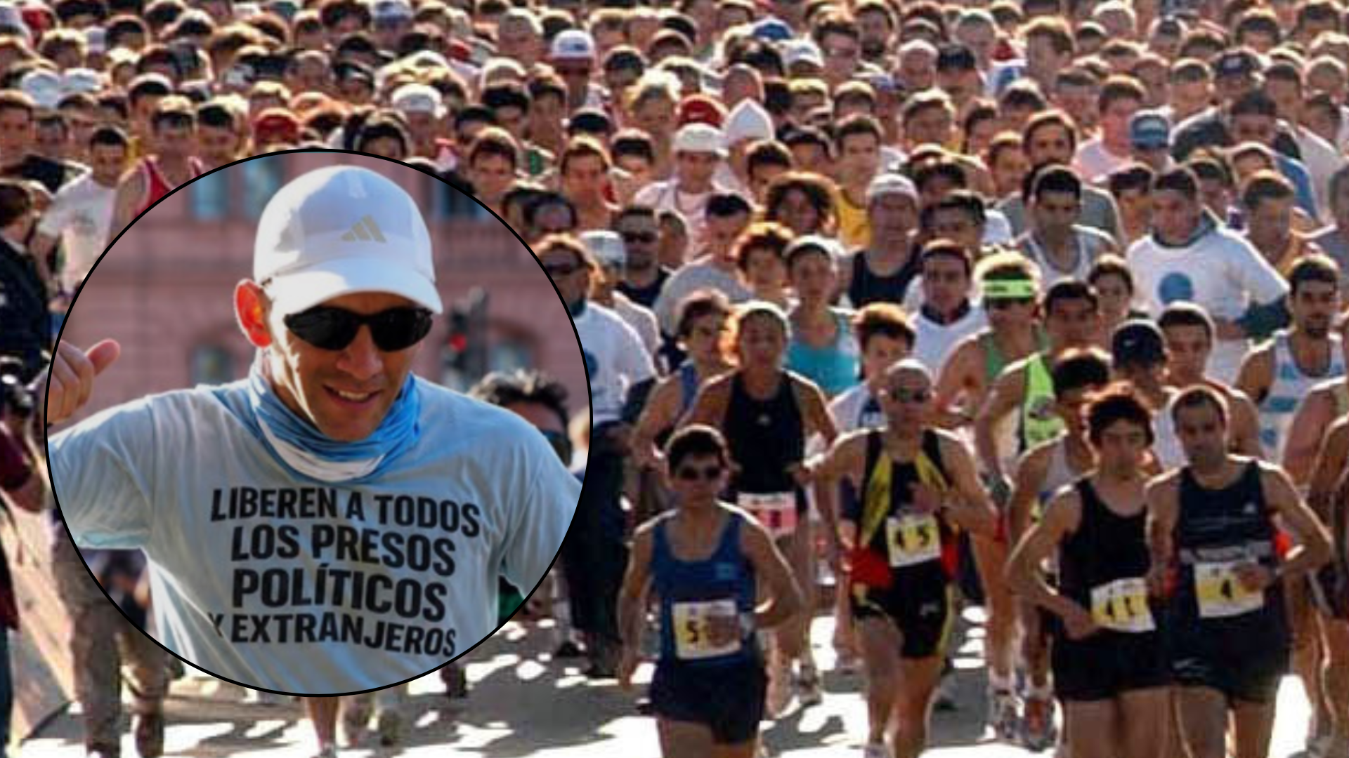 Gendarme argentino Nahuel Gallo corriendo la Media Maratón de Buenos Aires - Fotos de referencia: X / EFE