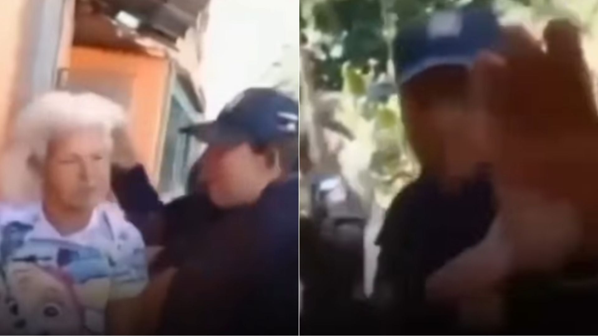 Funcionaria de la Policía de Carabobo agrediendo a una anciana - Fotos: X