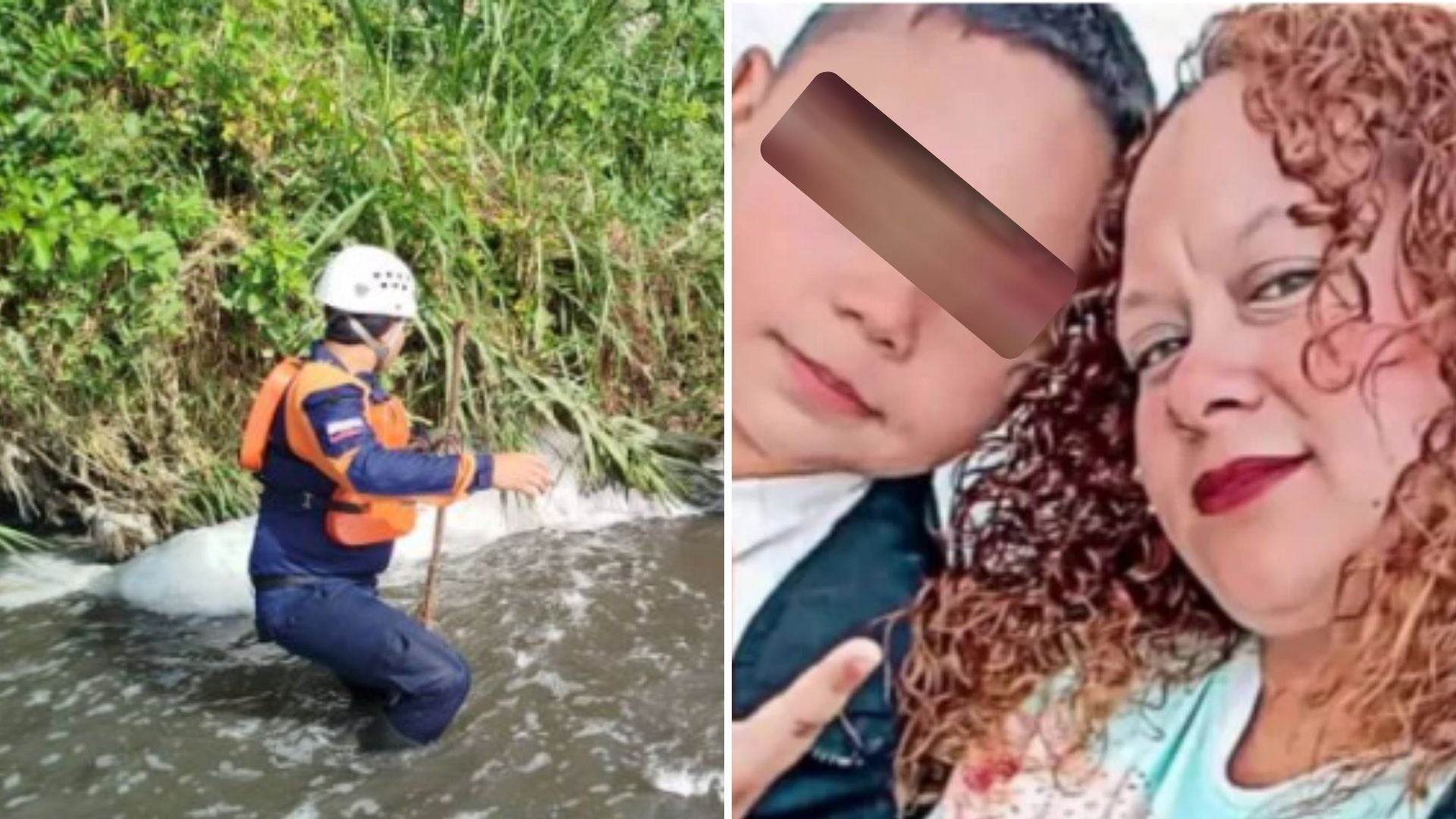 Rescatista en Venezuela / Keiber Quintero, niño venezolano, junto a su madre, Keylin Quintero González - Fotos: X