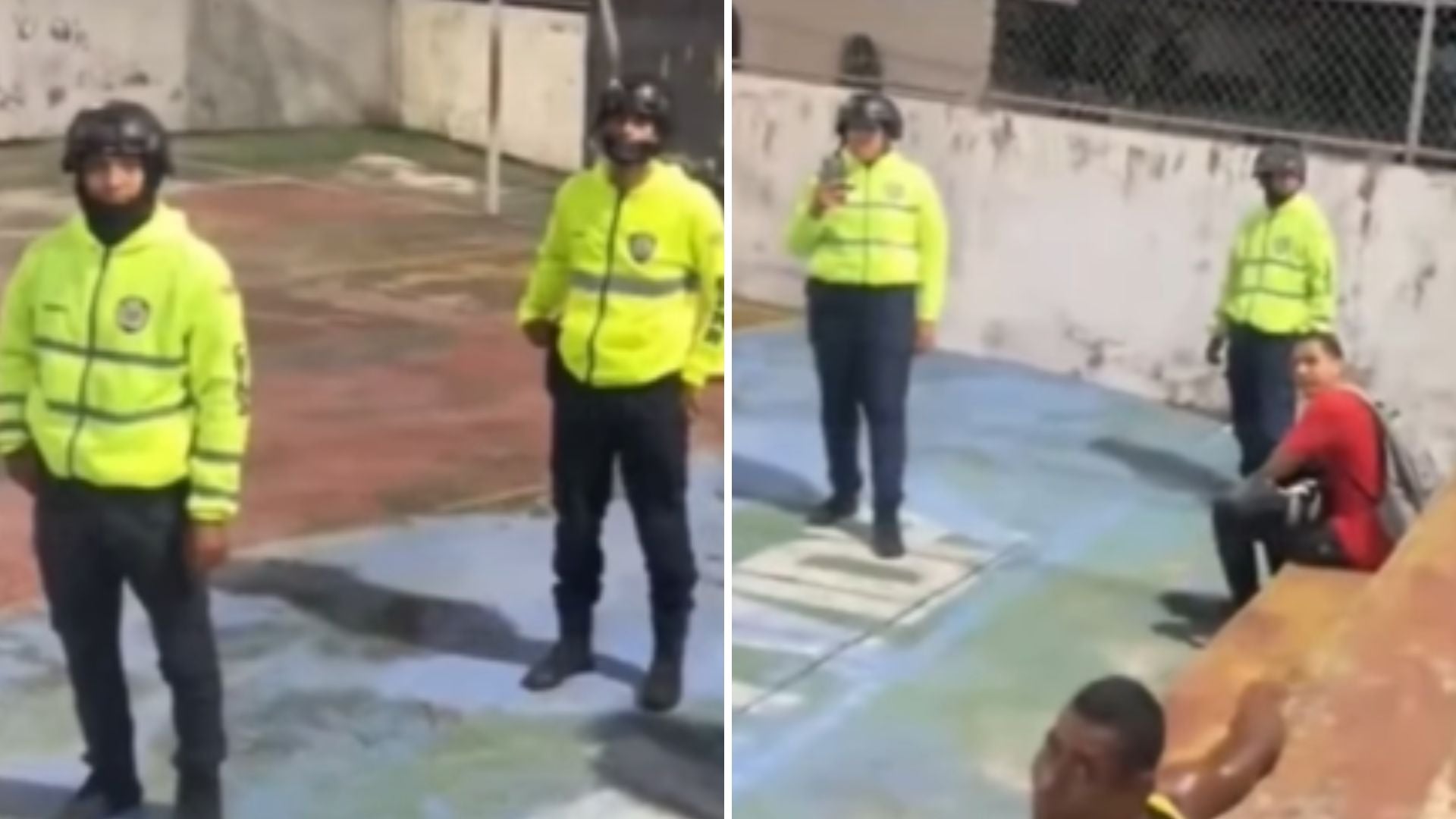 Elementos de la Policía Nacional Bolivariana (PNB) en una cancha popular - Fotos: X