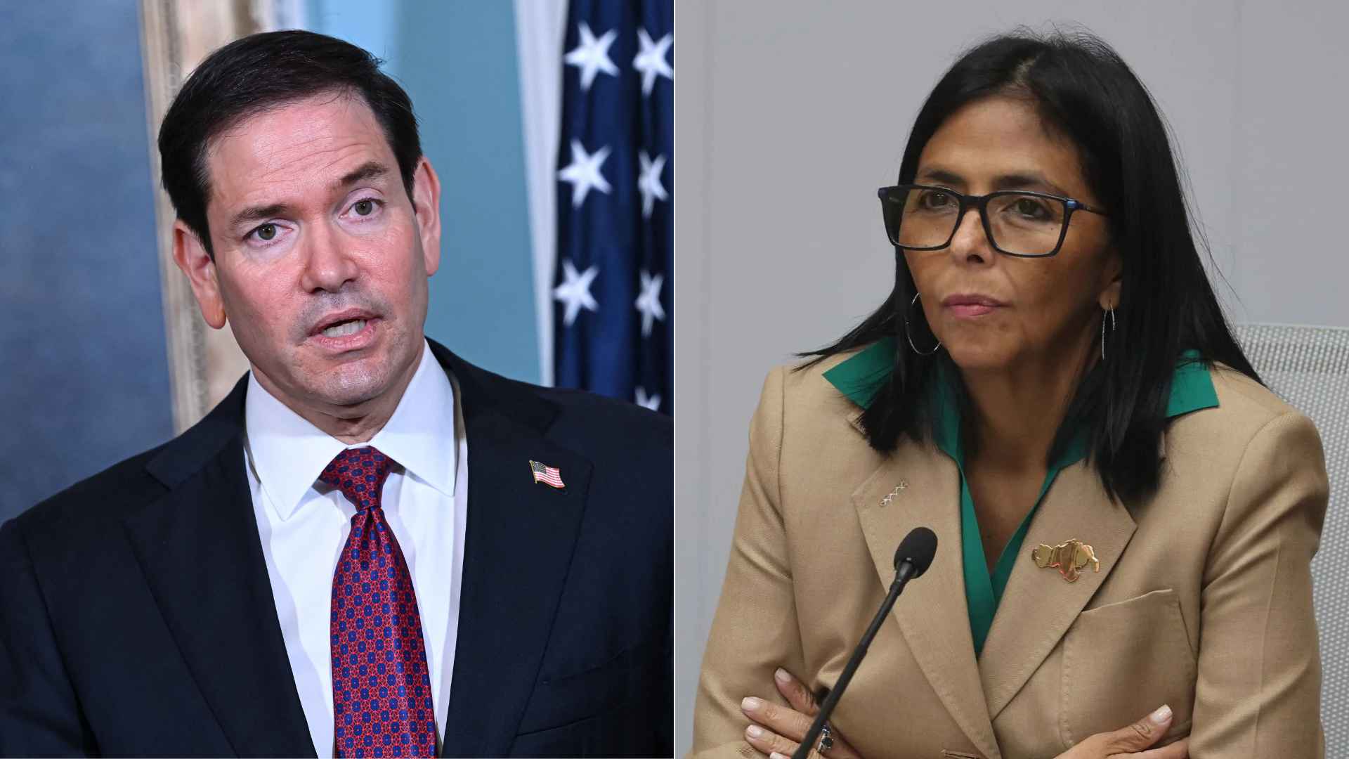 Marco Rubio/ Delcy Rodríguez - Fotos AFP