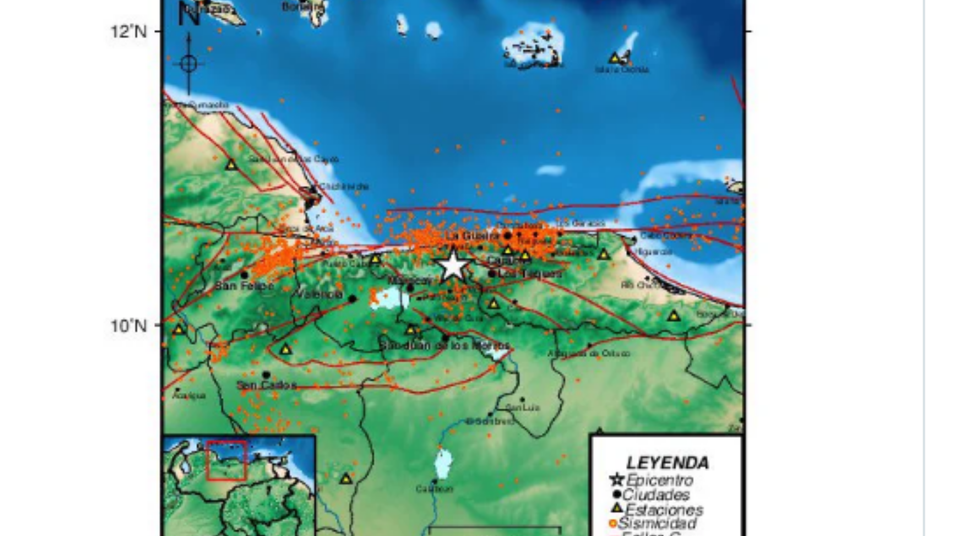 Reporte Sismológico Preliminar FUNVISIS Sismo Sentido 27/08/2026 20:38 Mag (Mw): 3.9 Prof: 5.0 km Epicentro: 10.402 N -67.305 O 19 km al norte de La Victoria