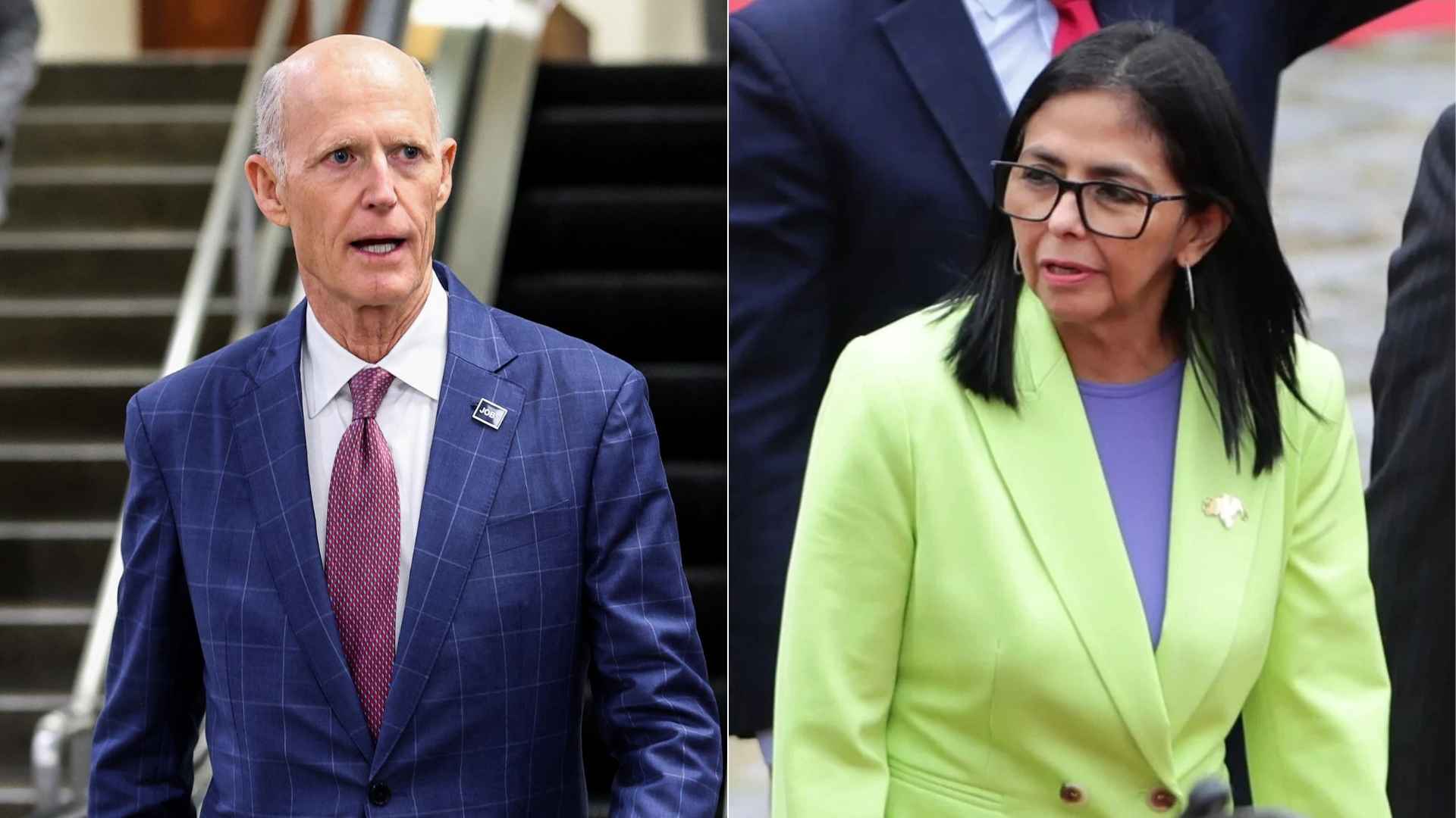 Rick Scott/ Delcy Rodríguez - Foto AFP