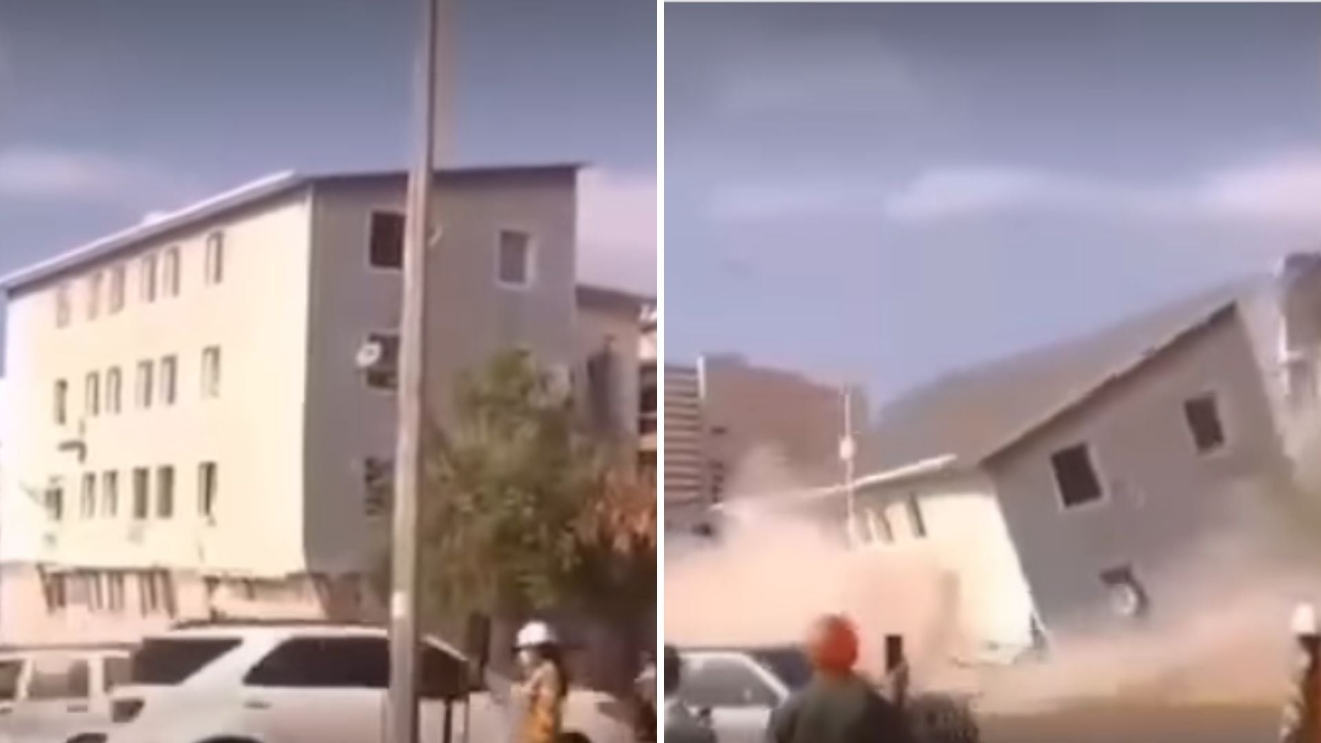 Demolición de edificio en La Guaira sin cierre de vías ni medidas de seguridad - Fotos: X