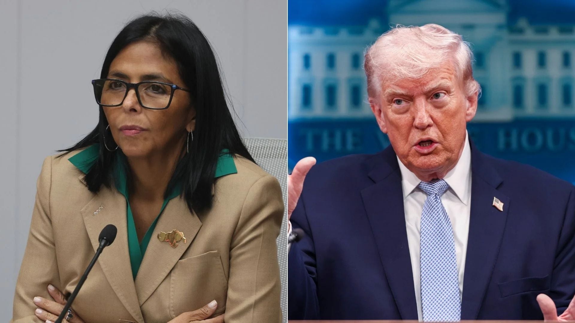 Delcy Rodríguez y Donald Trump, presidente de EE. UU. - Fotos: EFE