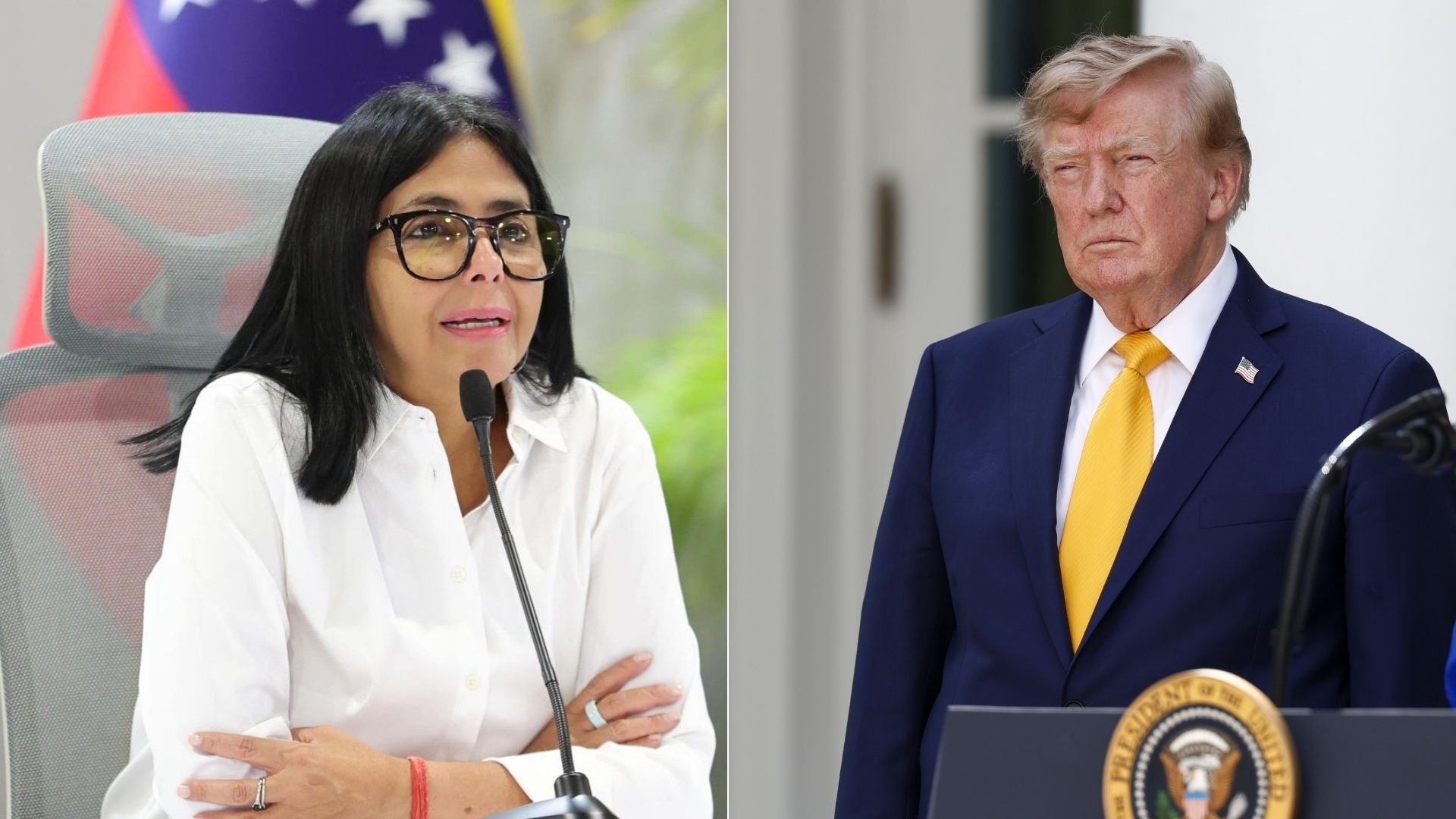 Delcy Rodríguez y Donald Trump, presidente de EE. UU. - Fotos: EFE