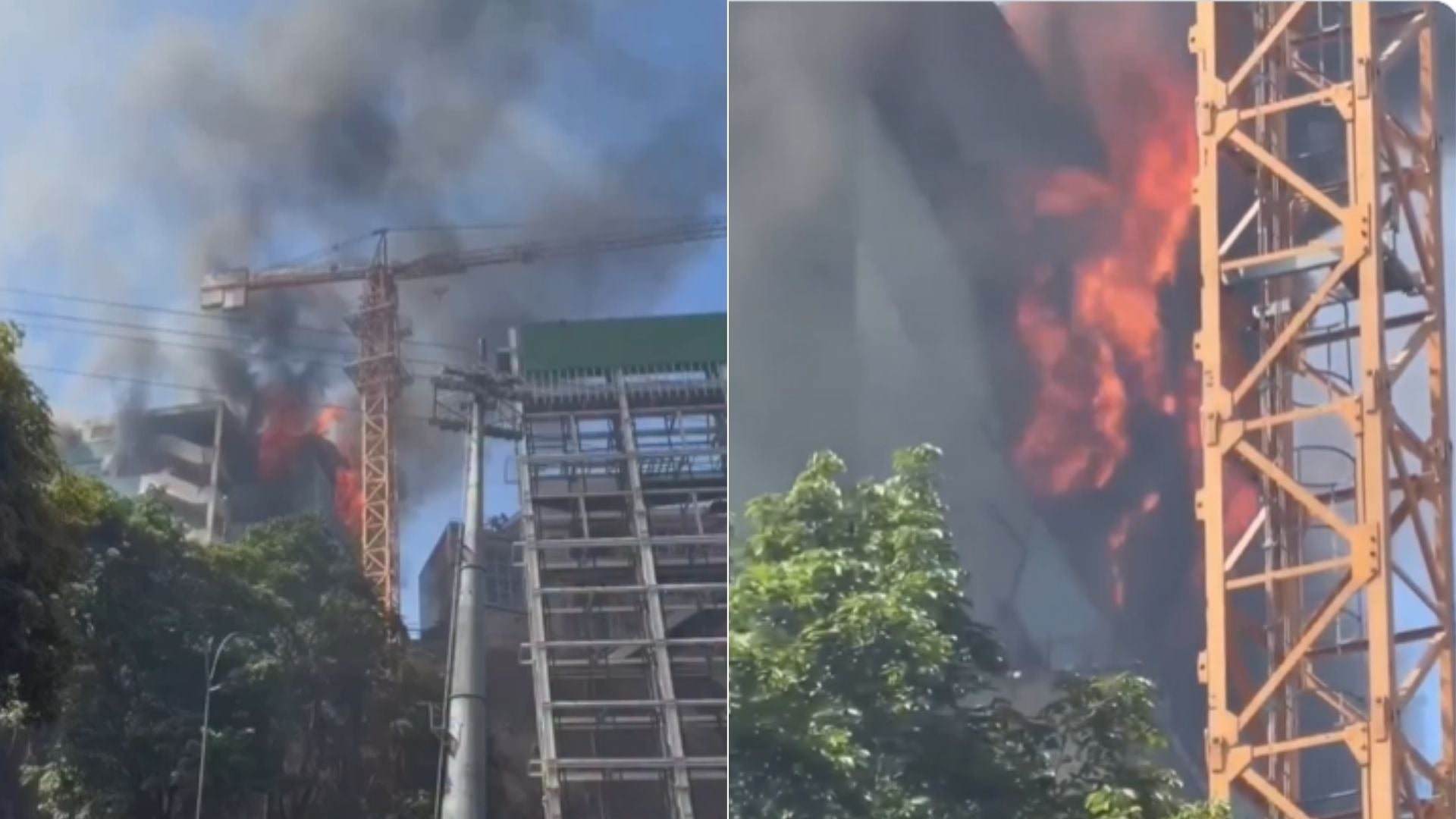 Incendio afectó un edificio en la zona industrial de Palo Verde, Miranda (Venezuela) - Fotos: X