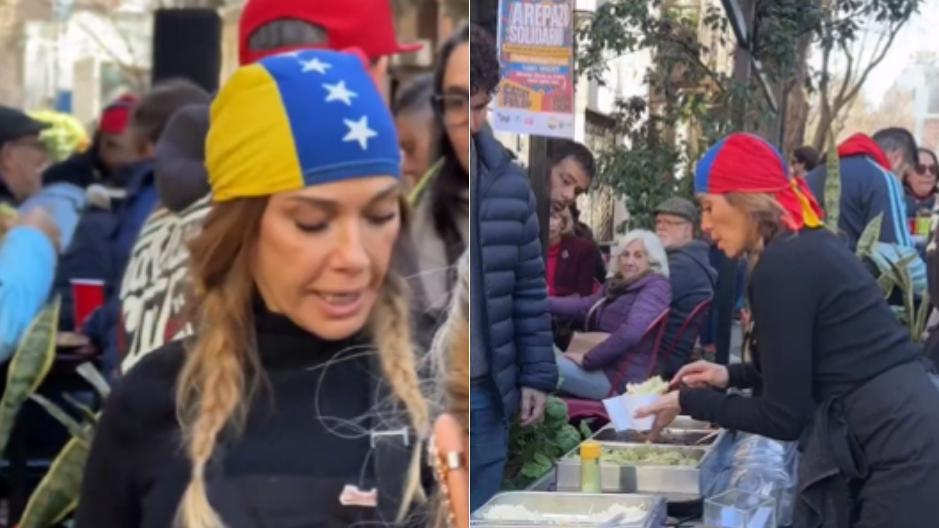 Catherine Fulop, actriz venezolana, vendiendo arepas en Buenos Aires, Argentina - Fotos: X
