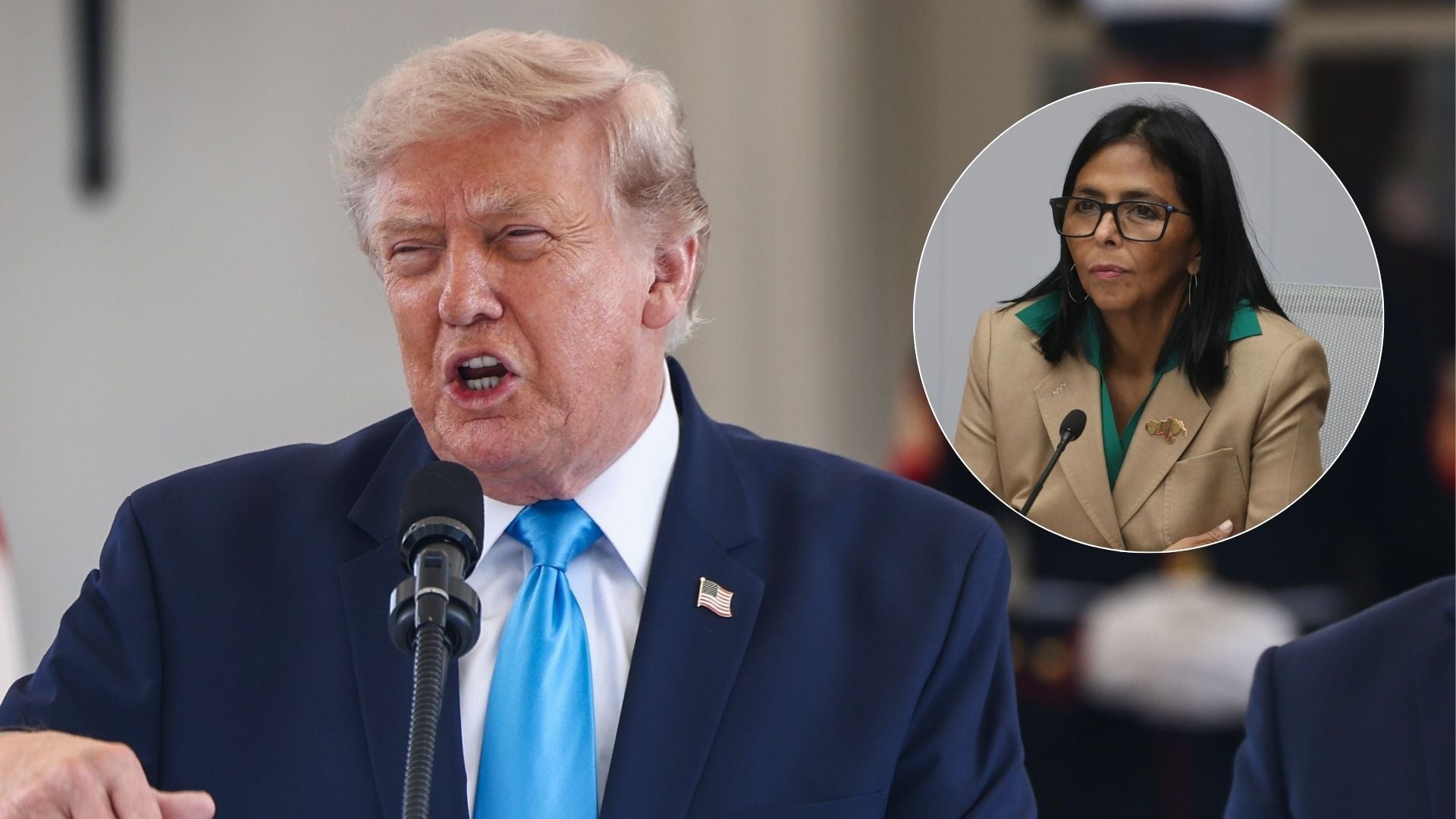 Donald Trump, presidente de Estados Unidos, y Delcy Rodríguez - Fotos: EFE