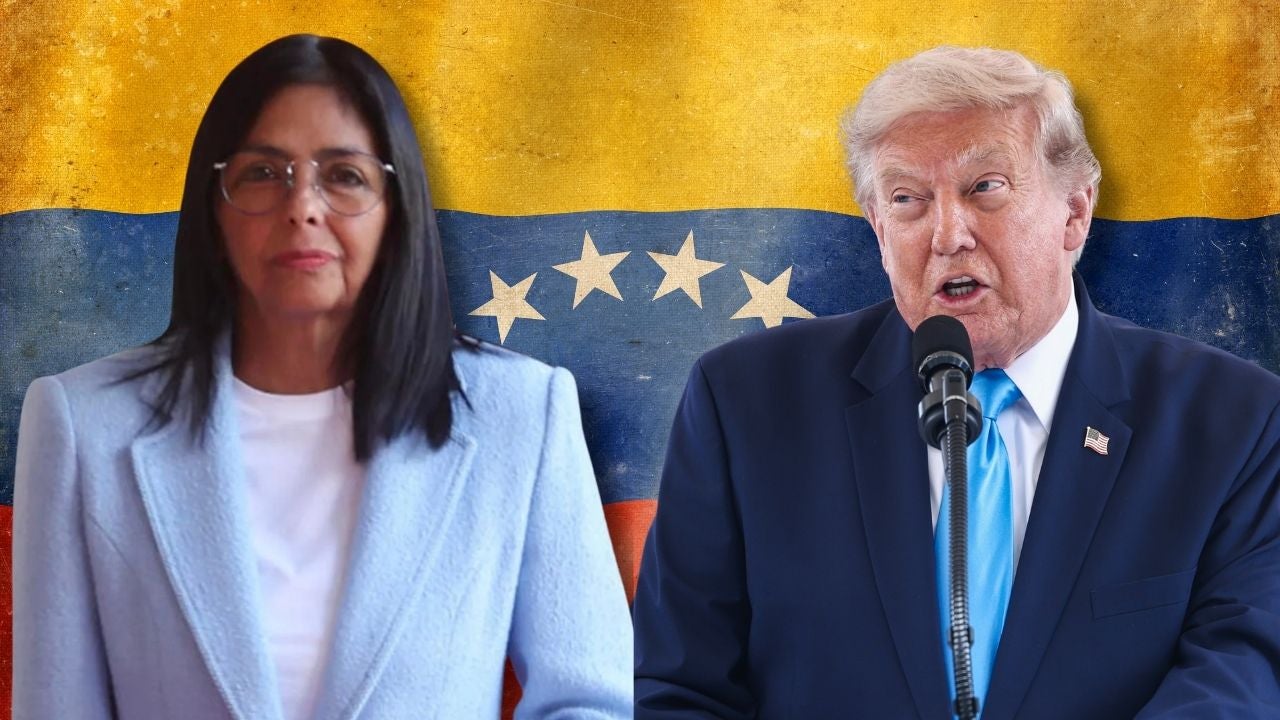 Delcy Rodríguez y Donald Trump.