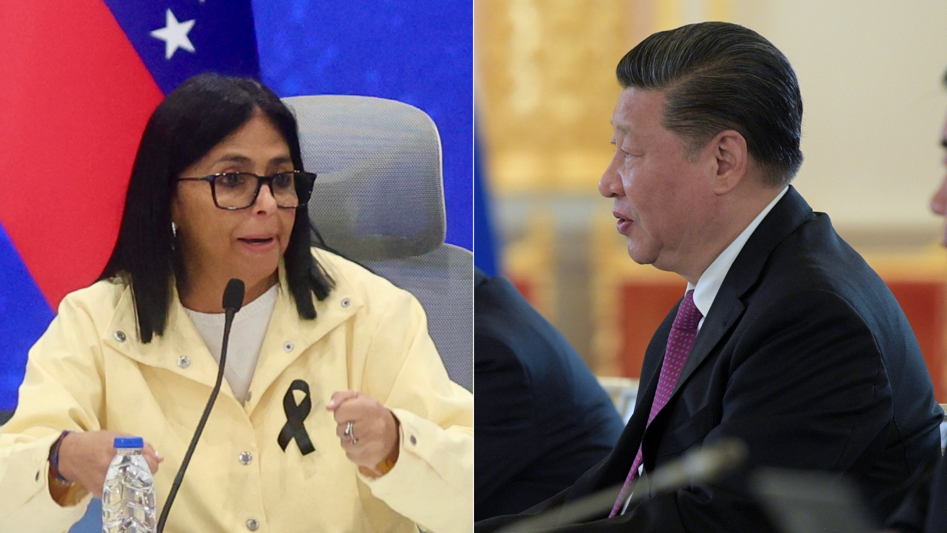 Delcy Rodríguez, jefe encargada del régimen venezolano / Xi Jinping, presidente de China - Fotos de referencia: EFE