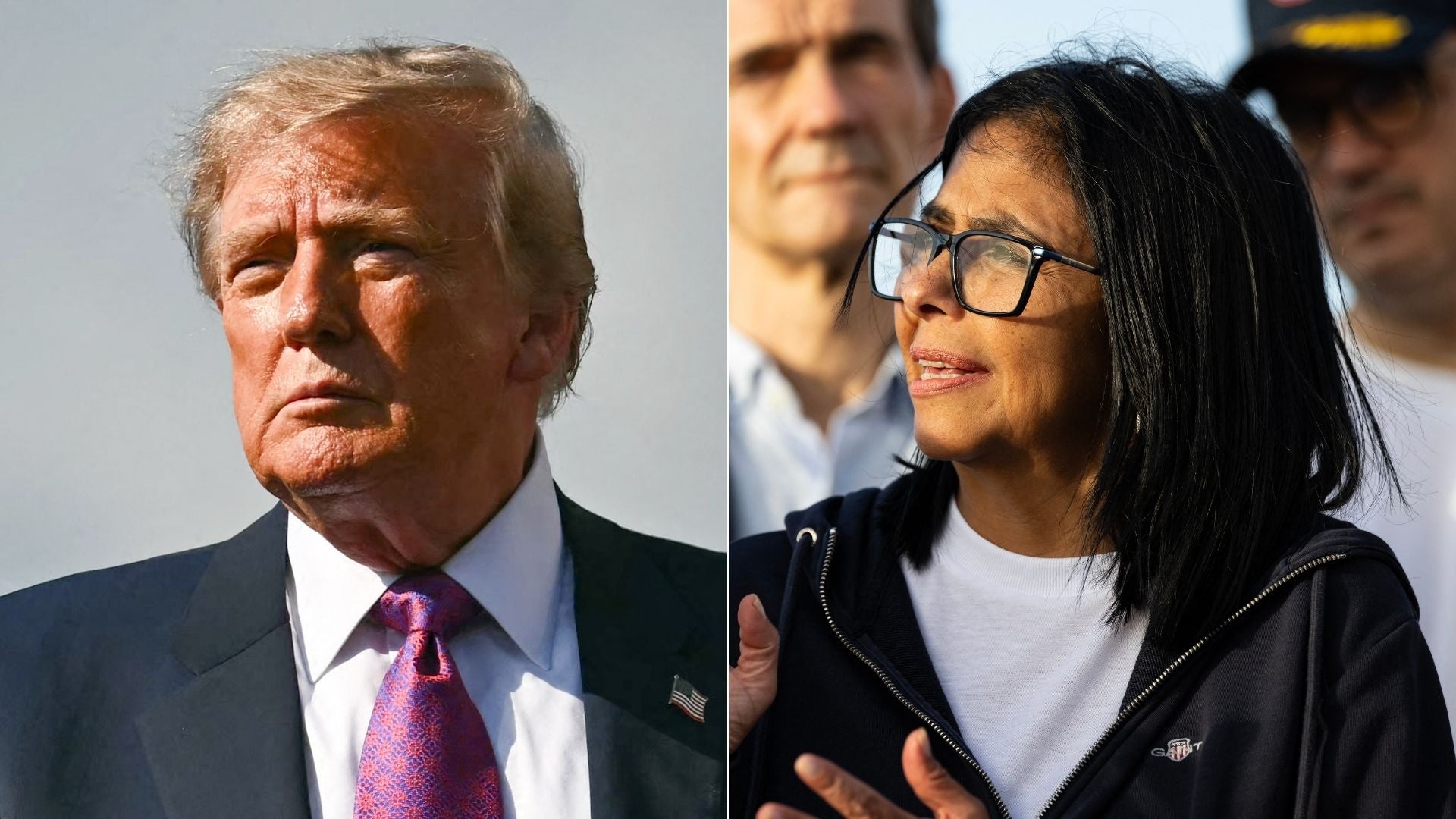 Donald Trump y Delcy Rodríguez - Foto: AFP