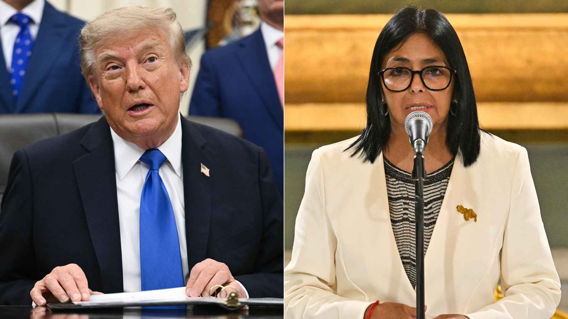 Donald Trump/ Delcy Rodríguez - Fotos AFP