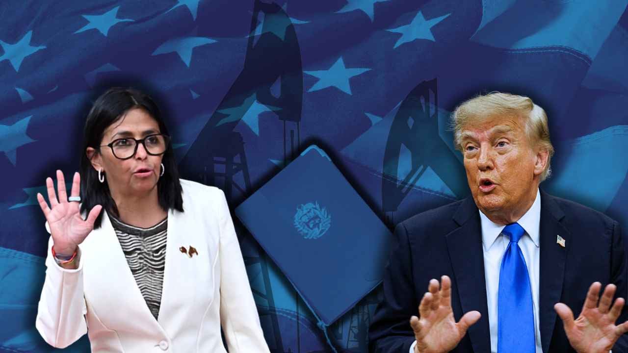 Delcy Rodríguez/ Donald Trump/ Acuerdo petrolero - Fotos AFP/ EE. UU./ Petróleo - Canva
