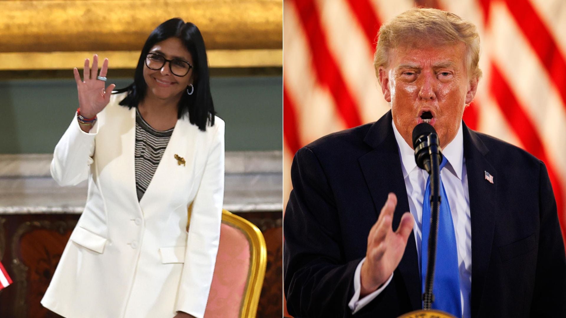 Delcy Rodríguez y Trump coinciden en que Venezuela aún no está lista para elecciones - Fotos: EFE