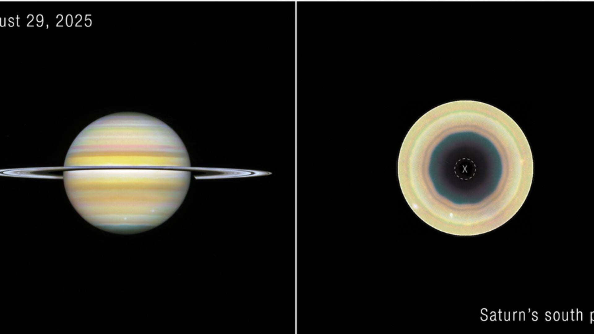 Imágenes recientes del telescopio espacial Hubble de la NASA muestran al gigante gaseoso Saturno y su polo sur-Foto: NASA