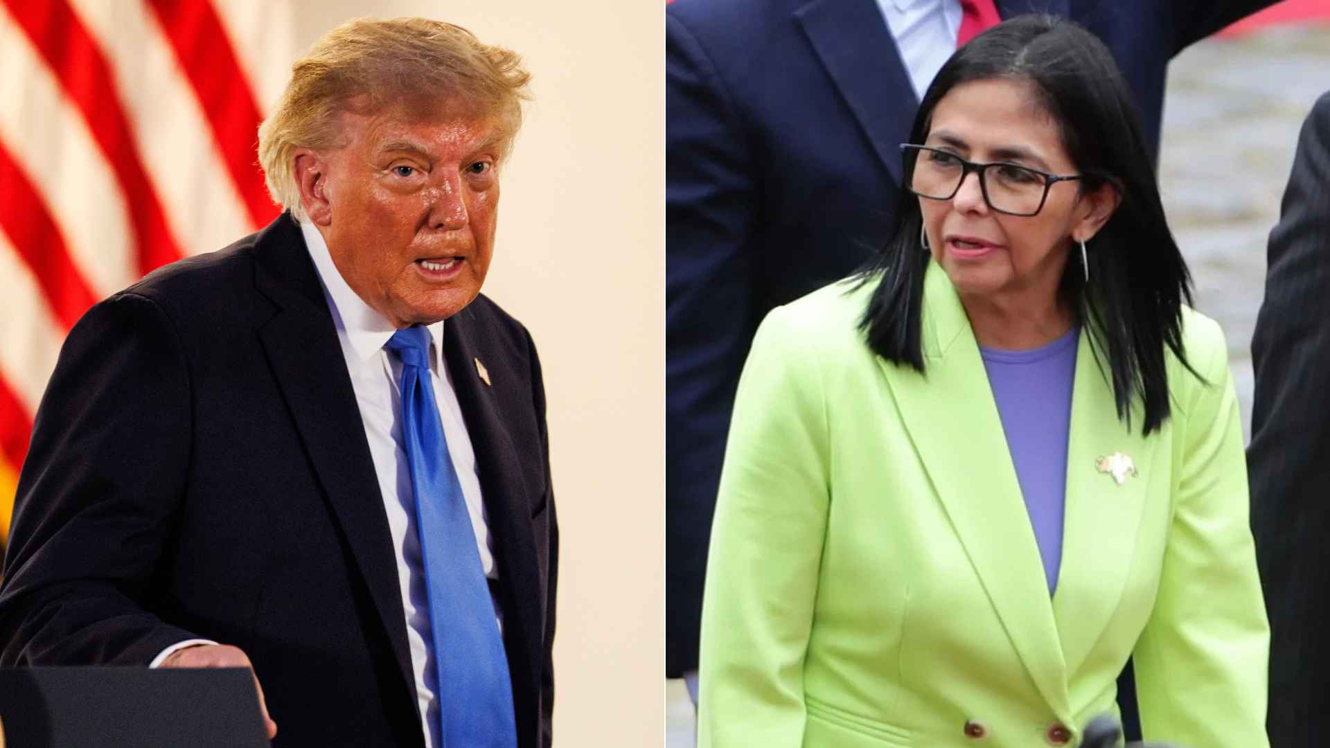 Donald Trump/ Delcy Rodríguez - Fotos AFP