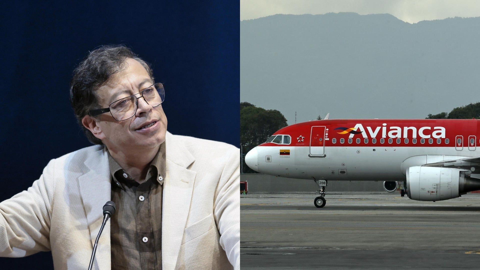 Gustavo Petro y avión de Avianca (EFE)