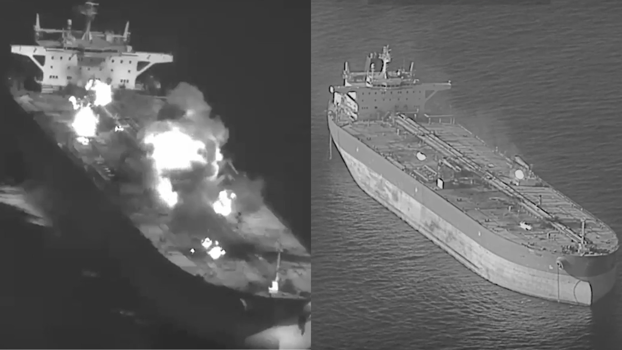 Ataque a tres petroleros del régimen iraní | Fotos video de X: @CENTCOM