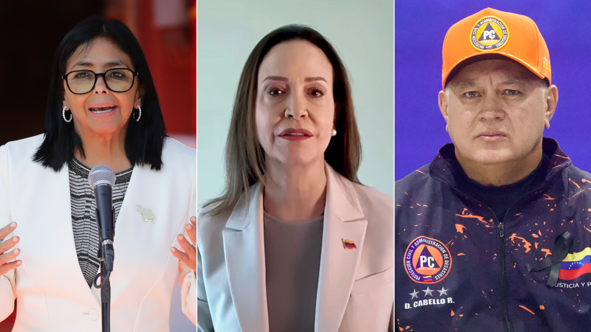 Delcy Rodríguez, María Corina Machado y Diosdado Cabello | Fotos: EFE