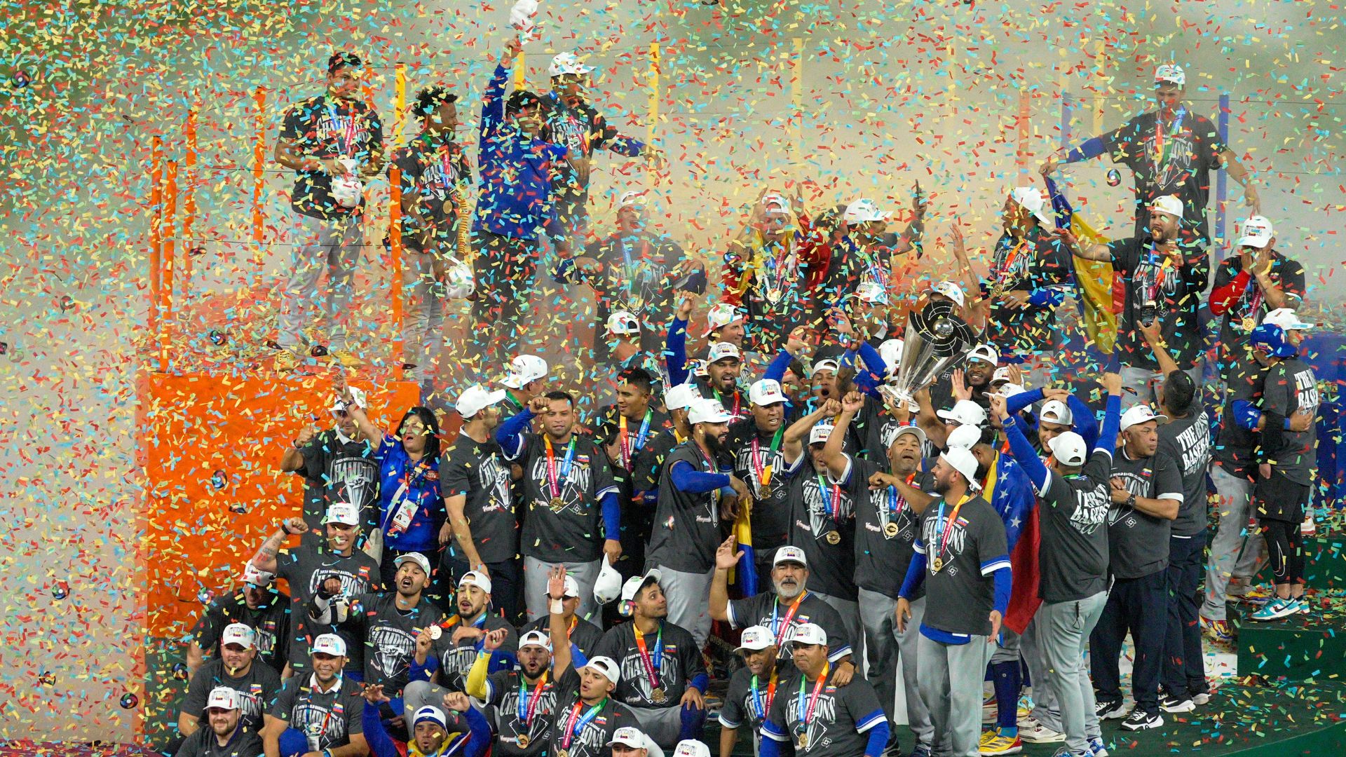 La selección de Venezuela celebrando en Miami el campeonato del Clásico Mundial de Béisbol 2026 - Foto de referencia: EFE