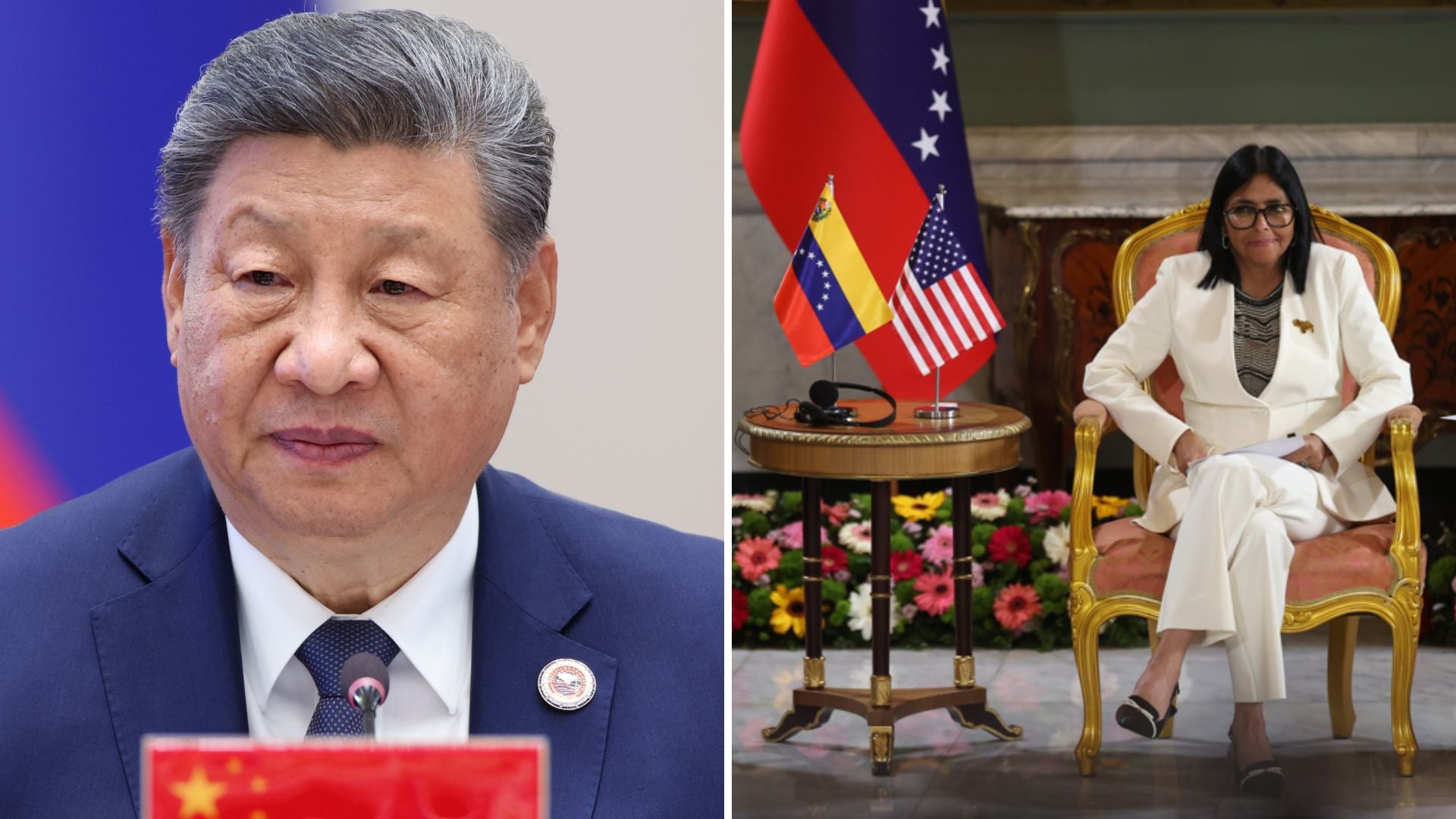 Xi Jinping, presidente de China / Delcy Rodríguez, jefe encargada del régimen venezolano - Fotos: EFE