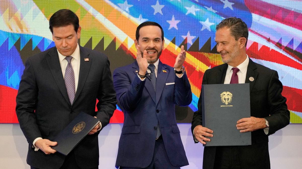 Marco Rubio, Abelardo de la Espriella y Omar Bula (AFP)