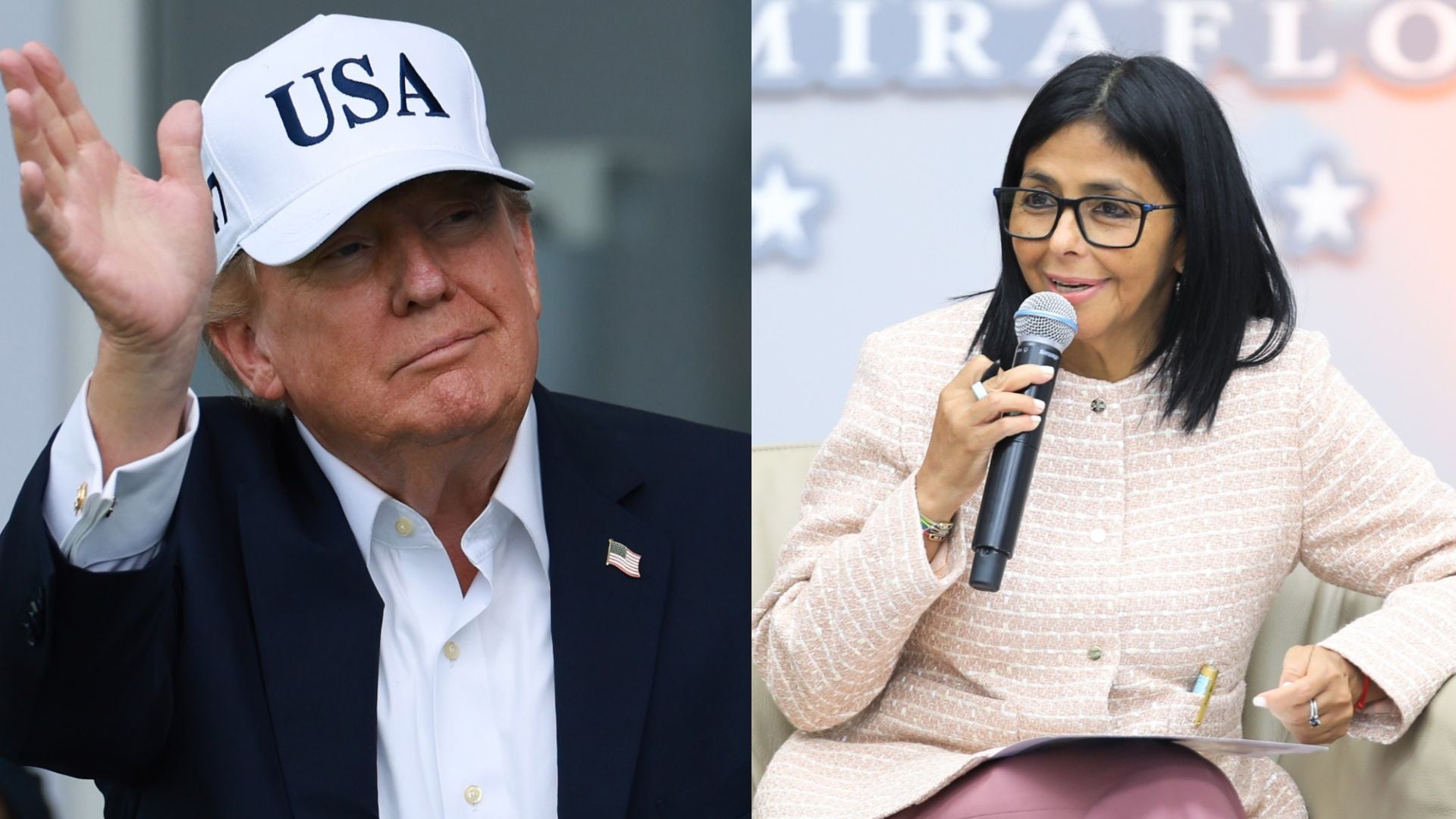 Donald Trump, presidente de Estados Unidos, y Delcy Rodríguez - Fotos: EFE