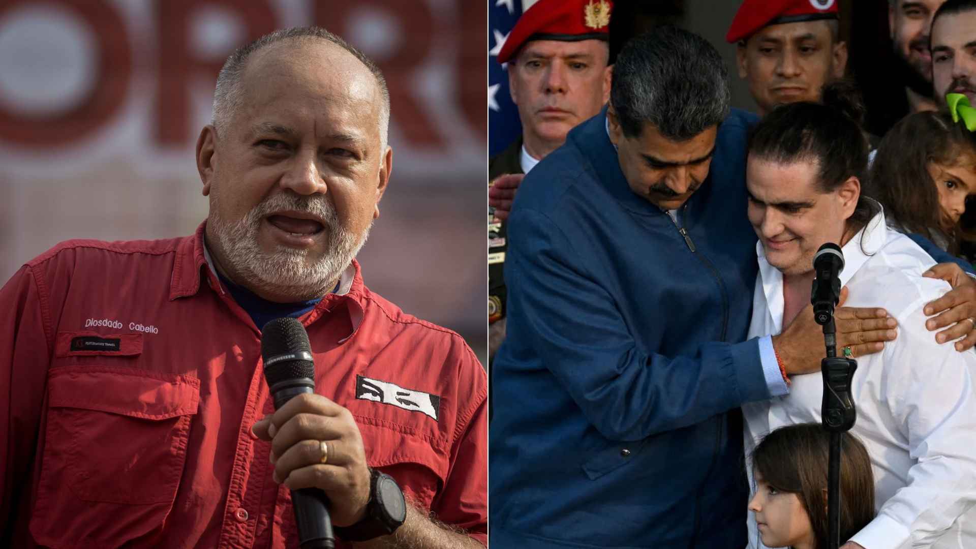 Diosdado Cabello/ Nicolás Maduro y Alex Saab - Foto AFP