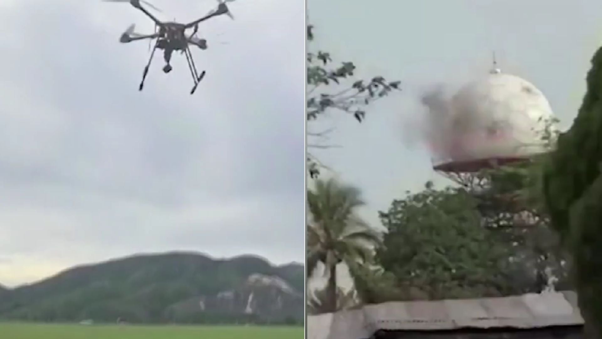 Violento ataque con drones por parte de los grupos criminales en Colombia contra un radar de la Aeronáutica Civil - Foto captura